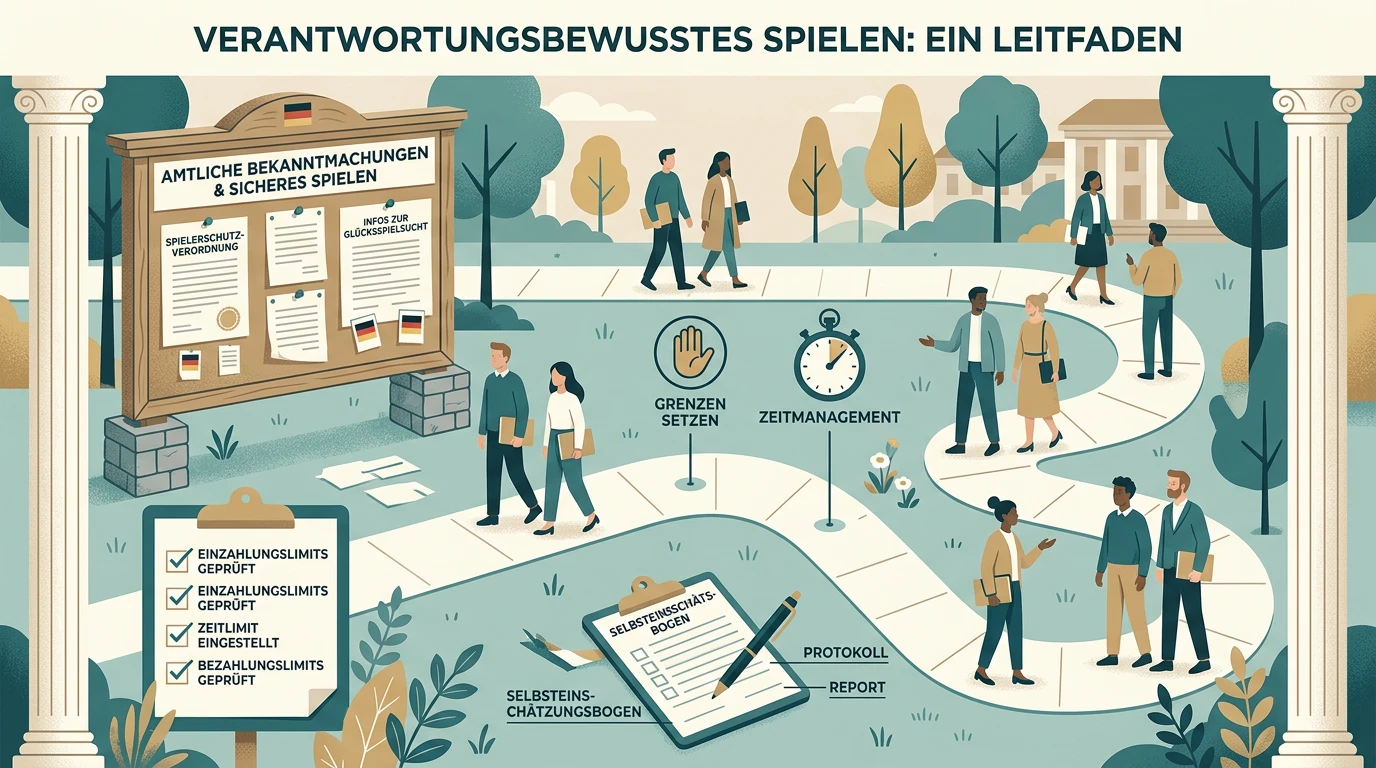 Ruhiger Entscheidungsweg für Prüfung, Meldung, Grenzen und Hilfe bei Glücksspielproblemen