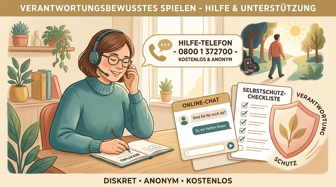 Ruhige Übersicht zu Beratung, Selbstschutz, Telefonhilfe und OASIS-Sperre