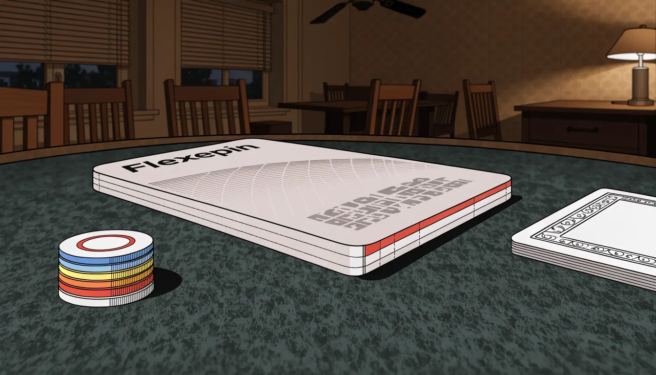 Flexepin-Guthabenkarte mit Code auf einem Spieltisch mit Chips.